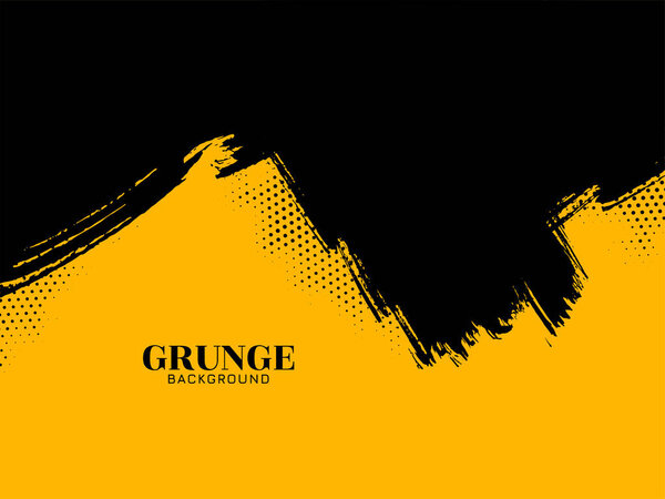 Black brush stroke grunge texture yellow background design vector