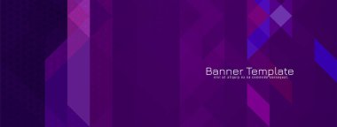 Soyut dekoratif üçgen desenli mozaik tasarım mor pankart vektörü