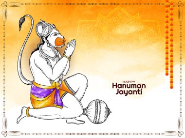 Happy Hanuman jayanti Indian religious festival background vector