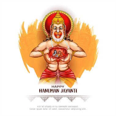 Mutlu Hanuman jayanti Hint festivali dekoratif arka plan tasarım vektörü