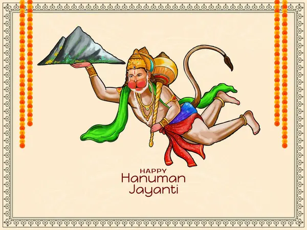 Mutlu Hanuman jayanti geleneksel Hint festivali mitolojik arka plan vektörü