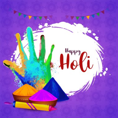 Mutlu Holi geleneksel Hint festivali renkli dekoratif arka plan vektörü