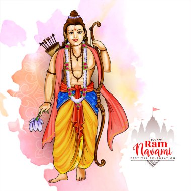 Zarif Mutlu Shree Ram, Hint festivali tebrik kartı vektörü.