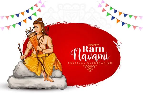 Όμορφη Happy Shree Ram Navami Γιορτή Κάρτα Σχεδιασμό Διάνυσμα — Διανυσματικό Αρχείο