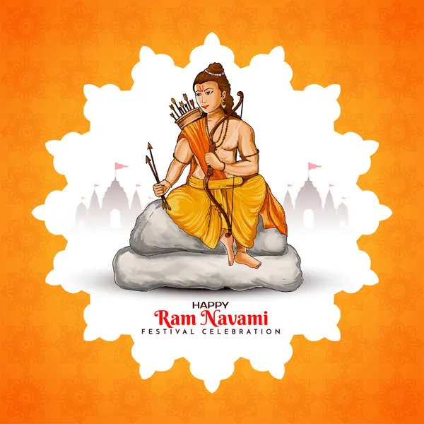 Happy Shree Ram Navami Ινδικό Θρησκευτικό Φεστιβάλ Υπόβαθρο Σχεδιασμό — Διανυσματικό Αρχείο