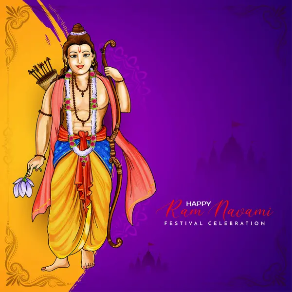 Traditionele Indiase Happy Shree Ram Navami Festival Achtergrond Ontwerp Vector — Stockvector
