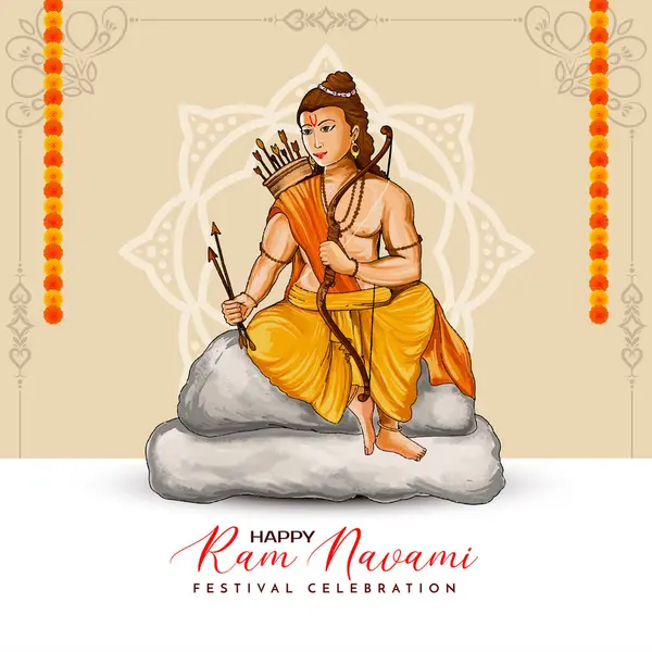 Happy Shree Ram Navami Hindoe Cultureel Festival Begroeten Achtergrond Vector — Stockvector