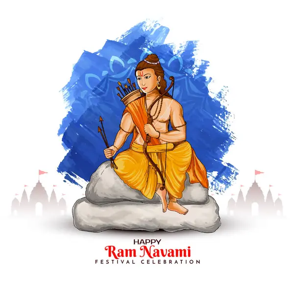 Elegáns Happy Shree Ram Navami Indiai Fesztivál Üdvözlőkártya Vektor Jogdíjmentes Stock Illusztrációk