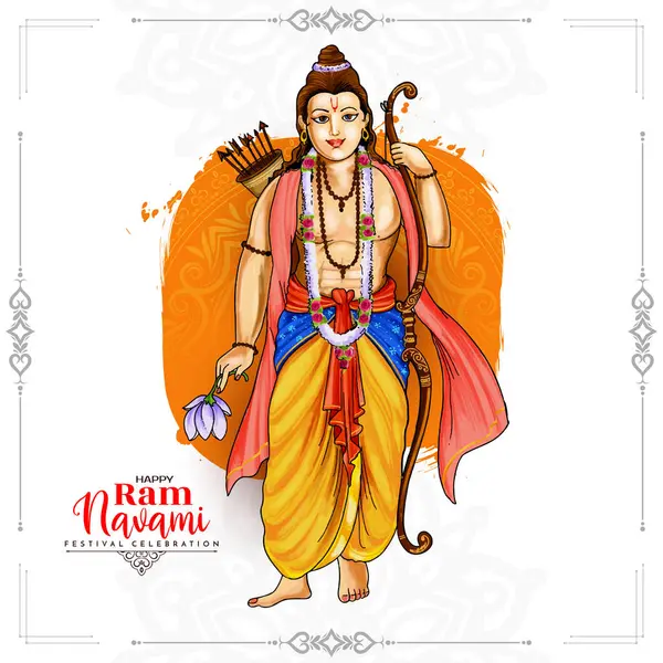 Gyönyörű Happy Shree Ram Navami Fesztivál Ünneplés Kártya Tervezés Vektor Stock Vektor
