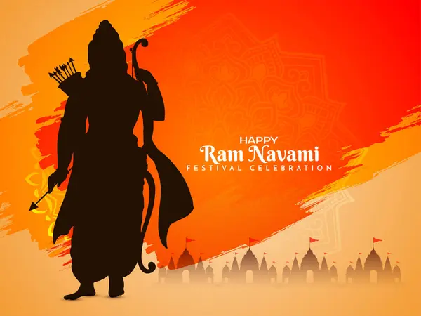 Happy Shree Ram Navami Indiai Vallási Fesztivál Háttér Tervezés Vektor Jogdíjmentes Stock Vektorok