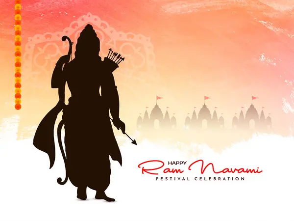 Gyönyörű Happy Shree Ram Navami Fesztivál Ünneplés Kártya Tervezés Vektor Jogdíjmentes Stock Illusztrációk