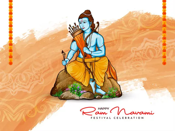 Elegáns Happy Shree Ram Navami Indiai Fesztivál Üdvözlőkártya Vektor Stock Illusztrációk