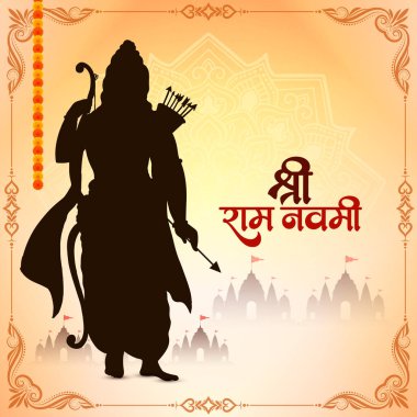 Mutlu Ram Navami Hint festivali geleneksel tanrı rama vektörlü ilahi kartı
