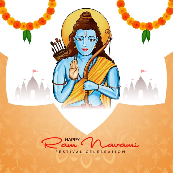 Πολιτιστικό Happy Ram Navami Πολιτιστική Ινδική Φεστιβάλ Θρησκευτικό Υπόβαθρο Διάνυσμα — Διανυσματικό Αρχείο
