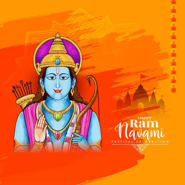 Happy Ram Navami Ινδική Παραδοσιακή Γιορτή Θεϊκή Κάρτα Φορέα Lord — Διανυσματικό Αρχείο