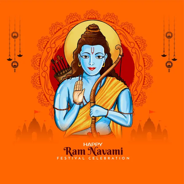 Όμορφη Happy Ram Navami Ινδικό Πολιτιστικό Φεστιβάλ Διάνυσμα Ευχετήρια Κάρτα Εικονογράφηση Αρχείου