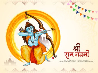 Zarif Mutlu Ram Navami Hint geleneksel festival tebrik kartı vektörü