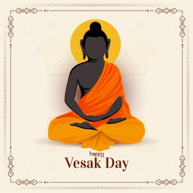 Buddha purniması veya gautam budha tasarım vektörlü Vesak Günü Kartı
