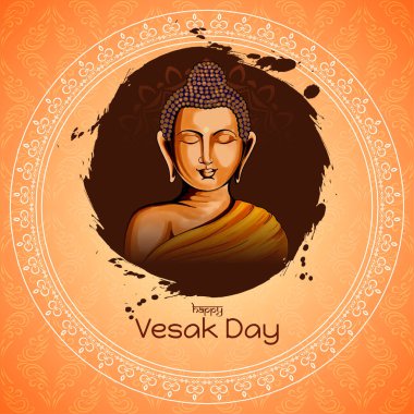 Mutlu Buda purniması ya da Vesak Günü festivali tebrik kartı vektörü