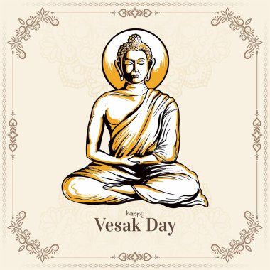 Güzel Mutlu Vesak günleri veya Buddha purnima festivali kart tasarım vektörü