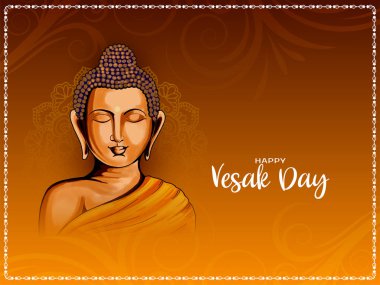 Mutlu Buda purniması ya da Vesak Günü festivali tebrik kartı vektörü