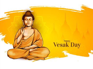 Vesak gününüz kutlu olsun ya da Buddha purnima hindu festivali kutlama arkaplan vektörü