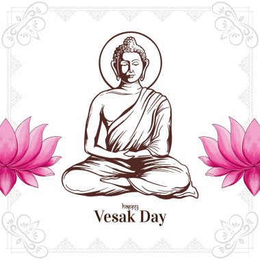 Güzel Mutlu Vesak günleri veya Buddha purnima festivali kart tasarım vektörü