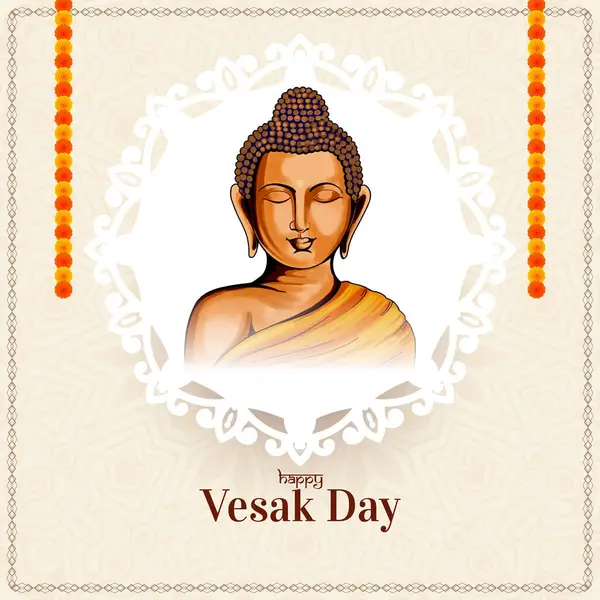 Χαρούμενη Ημέρα Vesak Mahavir Jayanti Φόντο Τον Άρχοντα Buddha Διάνυσμα — Διανυσματικό Αρχείο