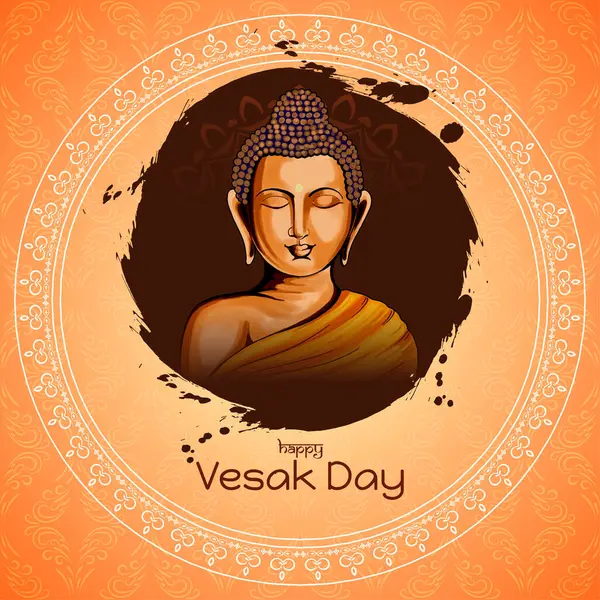 Happy Buddha Purnima Vesak Jour Festival Carte Vœux Vecteur — Image vectorielle