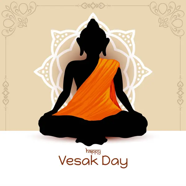 Χαρούμενη Ημέρα Vesak Mahavir Jayanti Φόντο Τον Άρχοντα Buddha Διάνυσμα — Διανυσματικό Αρχείο