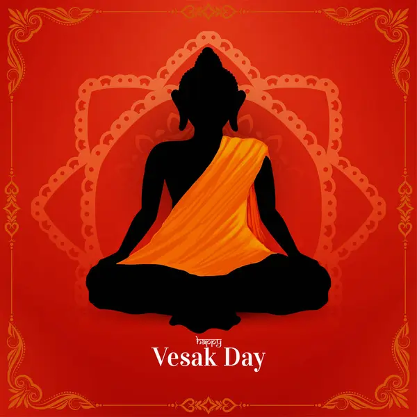 Ευτυχισμένος Βούδας Purnima Κάρτα Ημέρας Vesak Gautam Buddha Διάνυσμα Σχεδιασμού — Διανυσματικό Αρχείο
