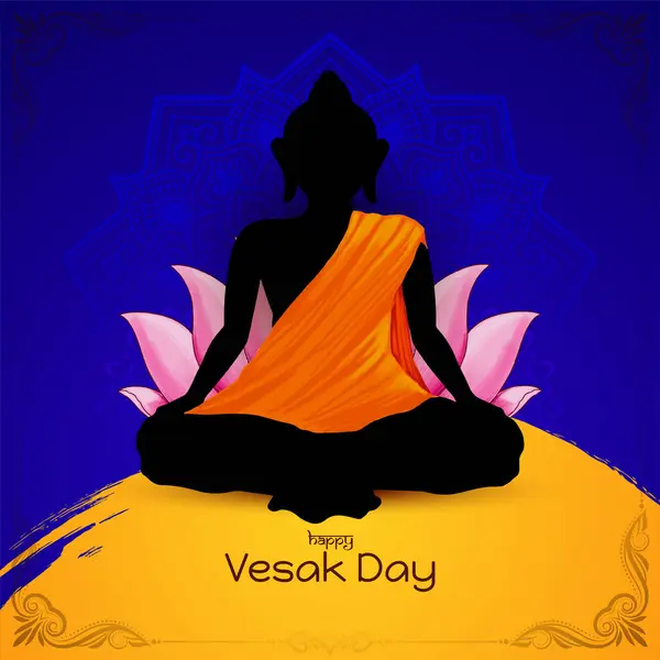 Όμορφη Ευτυχισμένη Ημέρα Vesak Buddha Purnima Φεστιβάλ Κάρτα Σχεδιασμό Διάνυσμα — Διανυσματικό Αρχείο