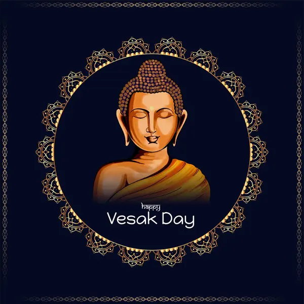 Joyeux Jour Vesak Fond Mahavir Jayanti Avec Seigneur Bouddha Vecteur — Image vectorielle