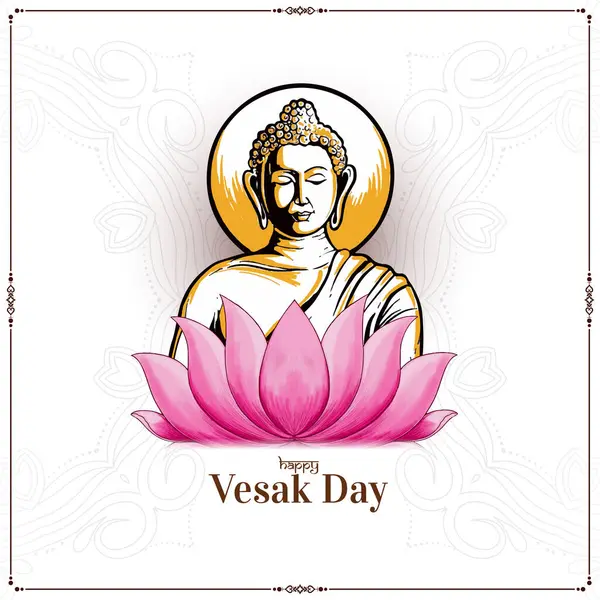 Ευτυχισμένος Βούδας Purnima Κάρτα Ημέρας Vesak Gautam Buddha Διάνυσμα Σχεδιασμού — Διανυσματικό Αρχείο