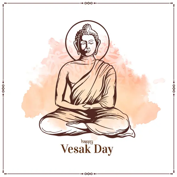 Carte Jour Happy Buddha Purnima Vesak Avec Vecteur Conception Gautam — Image vectorielle