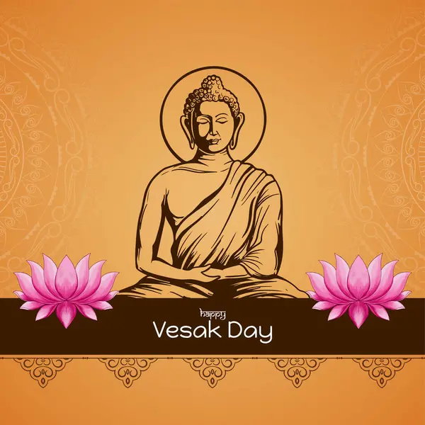 Belle Happy Vesak Jour Buddha Purnima Festival Carte Design Vecteur — Image vectorielle