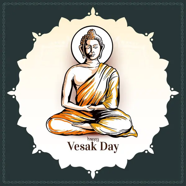 Happy Buddha Purnima Vesak Jour Festival Carte Vœux Vecteur — Image vectorielle