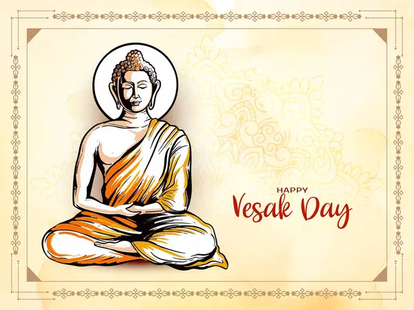 Belle Happy Vesak Jour Buddha Purnima Festival Carte Design Vecteur — Image vectorielle