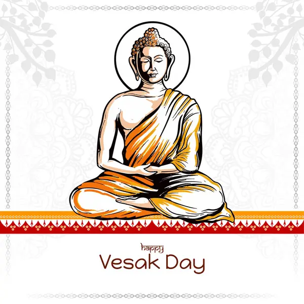Χαρούμενη Ημέρα Vesak Buddha Purnima Hindu Φεστιβάλ Γιορτή Διάνυσμα Φόντο Royalty Free Διανύσματα Αρχείου