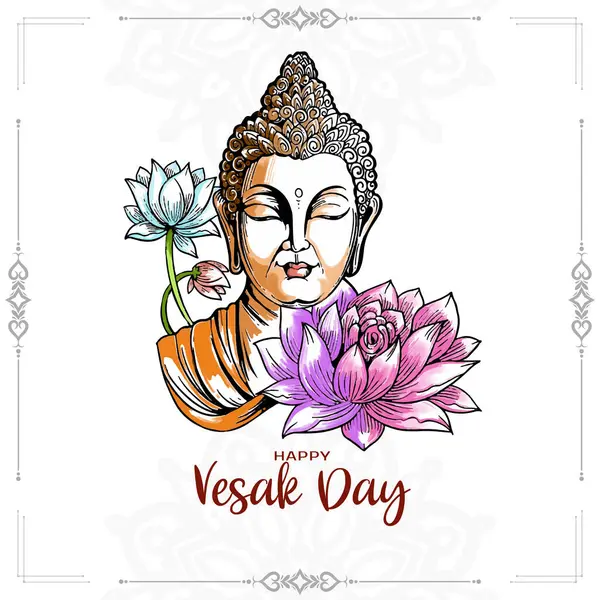 Šťastný Vesak Den Nebo Mahavir Jayanti Pozadí Lord Buddha Vektor Vektorová Grafika