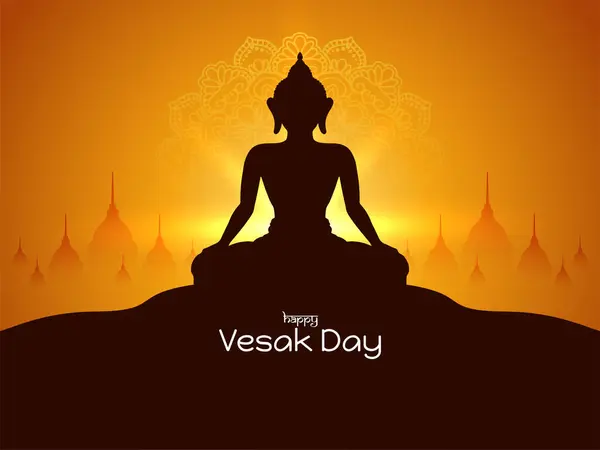 Χαρούμενη Ημέρα Vesak Mahavir Jayanti Φόντο Τον Άρχοντα Buddha Διάνυσμα Royalty Free Εικονογραφήσεις Αρχείου