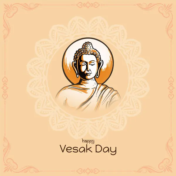 Χαρούμενη Ημέρα Vesak Mahavir Jayanti Φόντο Τον Άρχοντα Buddha Διάνυσμα Εικονογράφηση Αρχείου