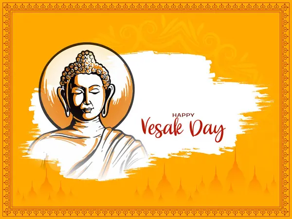 Χαρούμενη Ημέρα Vesak Buddha Purnima Hindu Φεστιβάλ Γιορτή Διάνυσμα Φόντο Εικονογράφηση Αρχείου