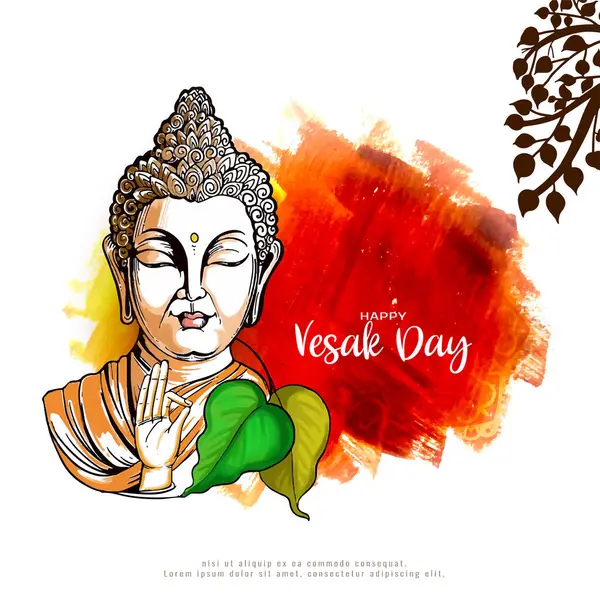 Χαρούμενη Ημέρα Vesak Και Βούδα Purnima Φεστιβάλ Γιορτή Διάνυσμα Φόντο Royalty Free Εικονογραφήσεις Αρχείου