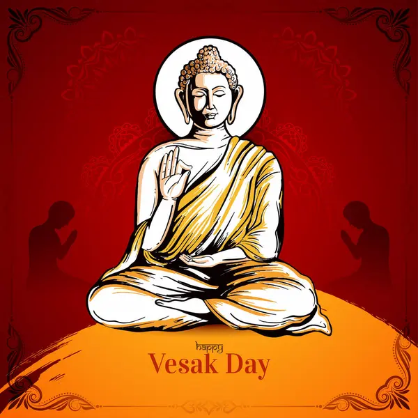 Gyönyörű Boldog Vesak Napot Buddha Purnima Hindu Fesztivál Üdvözlő Kártya Jogdíjmentes Stock Vektorok