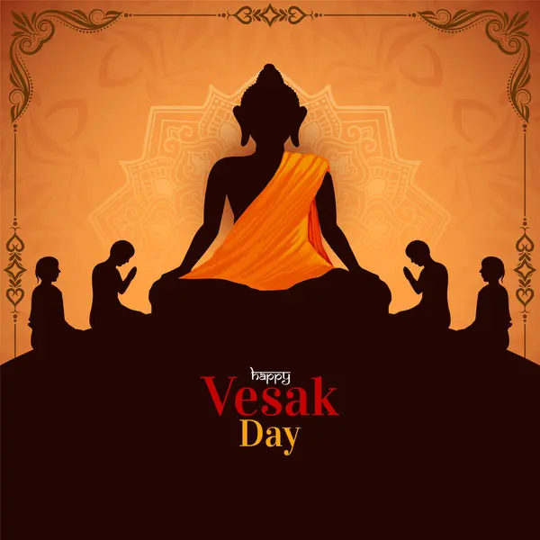 Ευτυχισμένος Βούδας Purnima Και Vesak Ημέρα Θρησκευτικό Φεστιβάλ Γιορτή Διάνυσμα Διανυσματικά Γραφικά