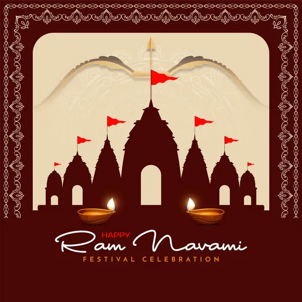 Boldog Ram Navami Indiai Kulturális Fesztivál Üdvözlőkártya Vektor Vektor Grafikák