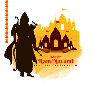 Dini Happy Ram Navami Hindu festivali tebrik kartı vektörü