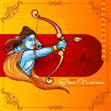 Kültürel Happy Ram Naavami Hindu festivali Güzel kart tasarım vektörü
