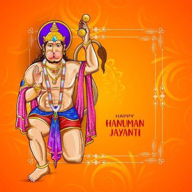 Mutlu Hanuman Jayanti festivali dekoratif arka plan vektörünü selamlıyor